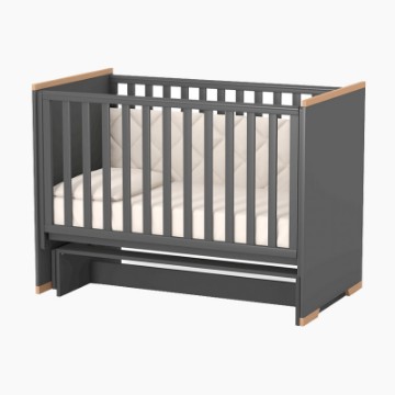 Pat pentru copii în culoarea gri închis, dimensiuni 120 x 60 cm, disponibil în Arad